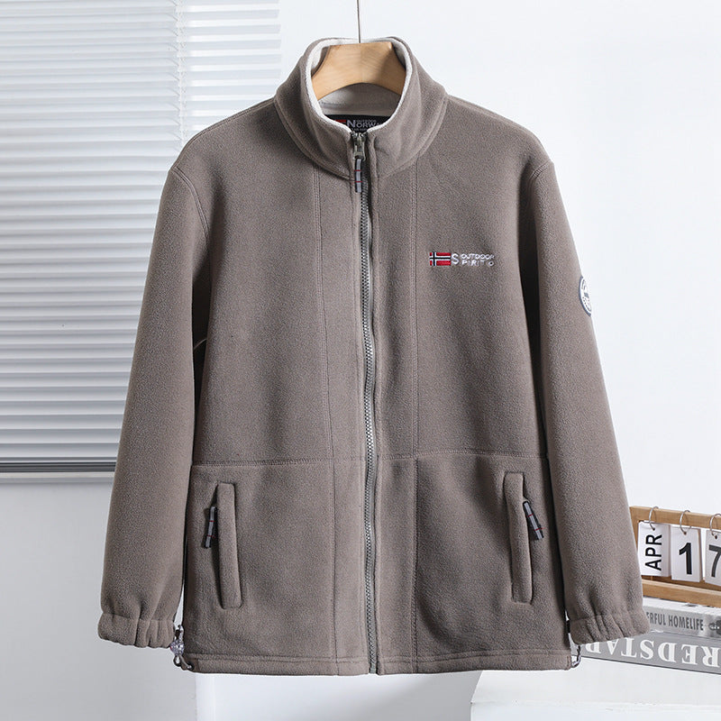 Herr Microfleece Quiltad Jacka med Stående Krage, Elastisk Muddar och Dold Sida Fickor