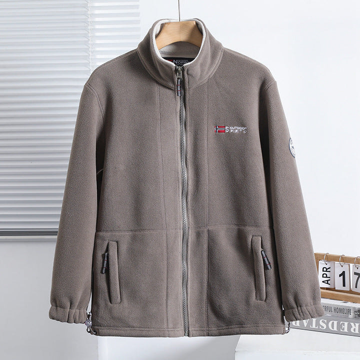 Herr Microfleece Quiltad Jacka med Stående Krage, Elastisk Muddar och Dold Sida Fickor
