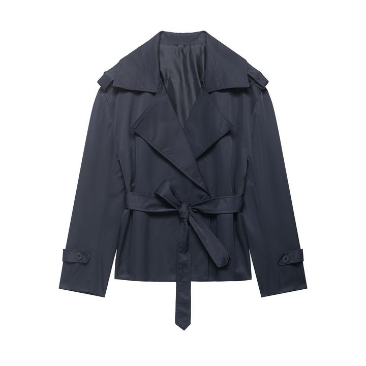 Dam Lightly Tailored Trenchcoat med Belt, Epaulettes och Satin Foder