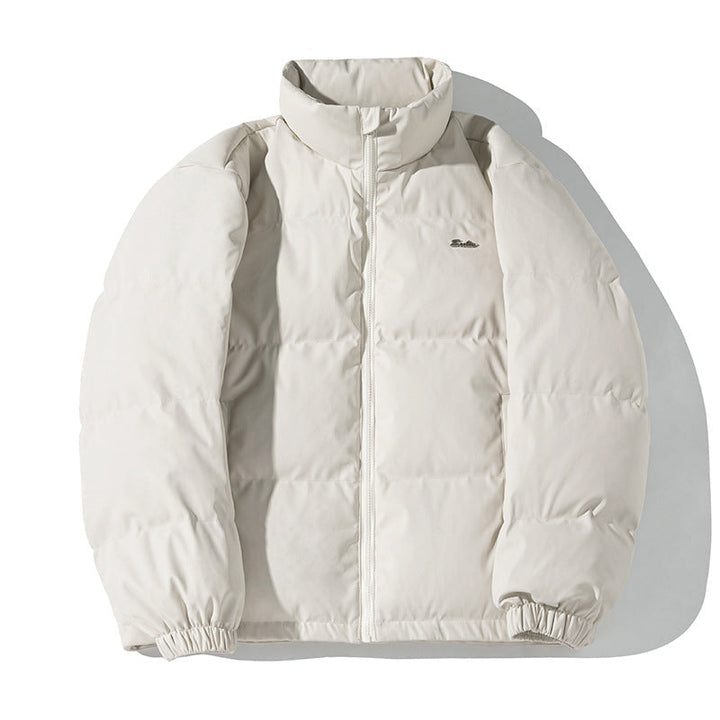 Unisex Boxig Thermo Vadderad Jacka med Hög Krage, Vindtät Outer Material och Drawstring Nederkant