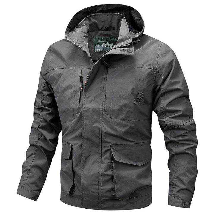 Herr Technical Ljus Utomhus Jacka med Huva Vattenavvisande och Multifunctional Fickor