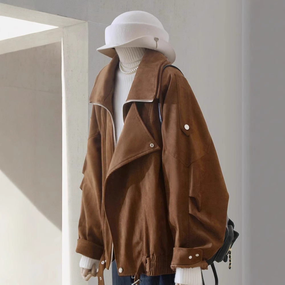 Dam modern mocka jacka med Asymmetrical skärning