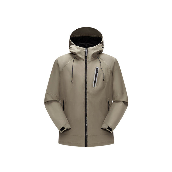 Herr Vattentät Softshell Regn Jacka med Justerbar Huva och Bröst Dragkedja Drune