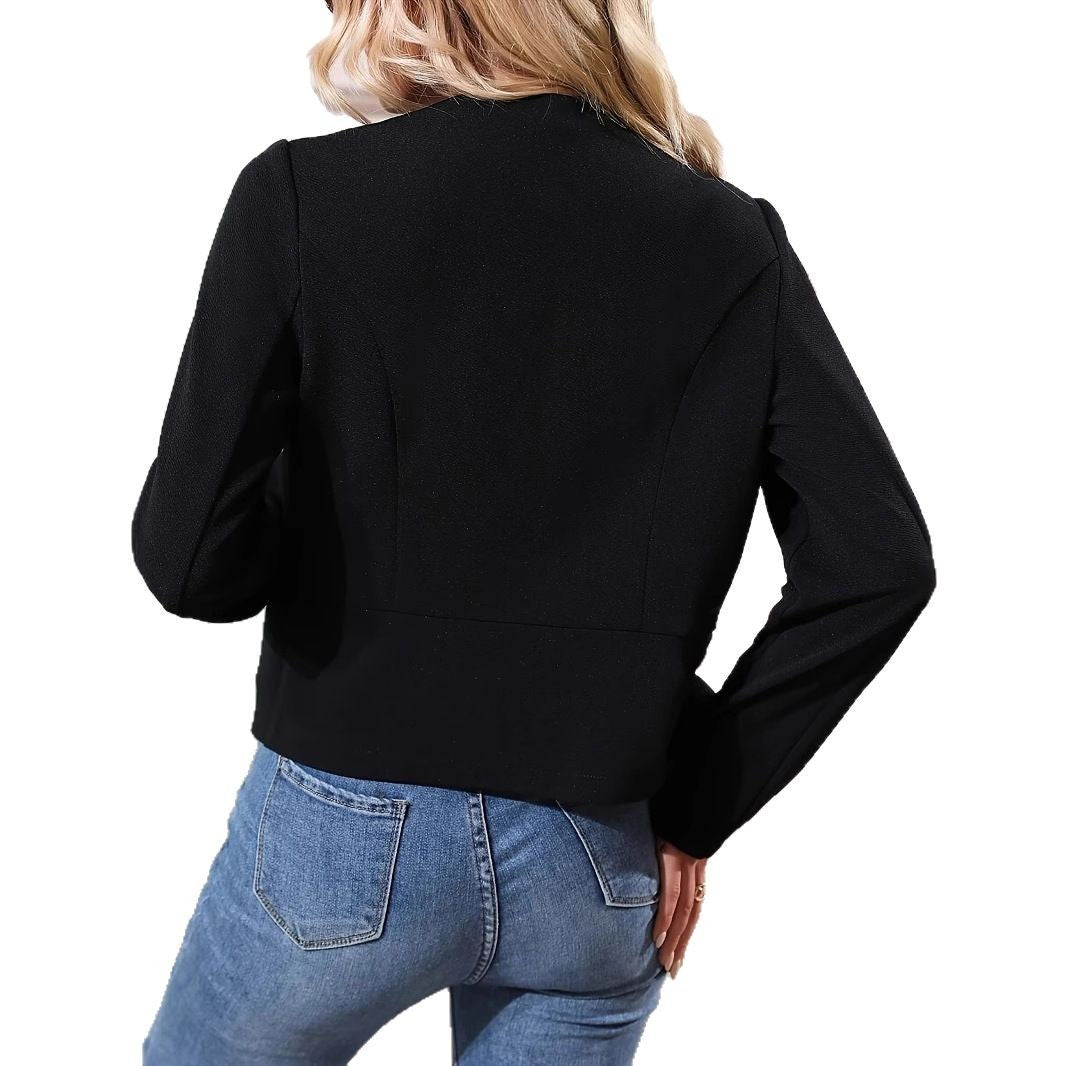 Dam Fin Kort Jacka med Textured Design och Elegant Detaljer