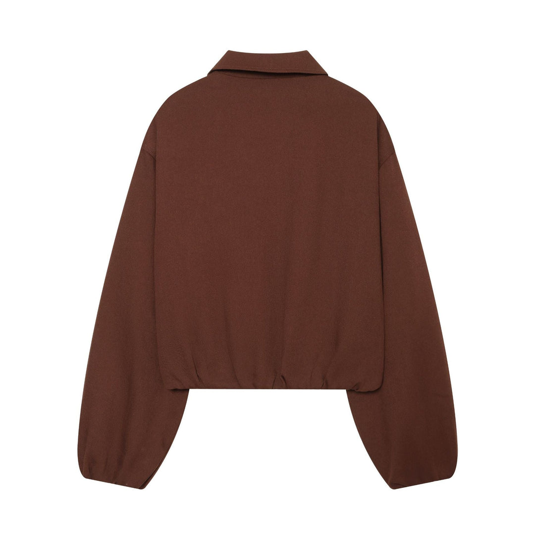 Dam 80+ Kort Blouson Jacka med Skjort Krage, Full-Dragkedja och Elastic Nederkant