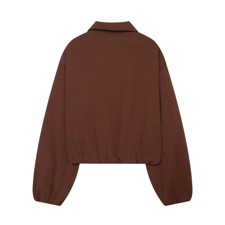 Dam 80+ Kort Blouson Jacka med Skjort Krage, Full-Dragkedja och Elastic Nederkant