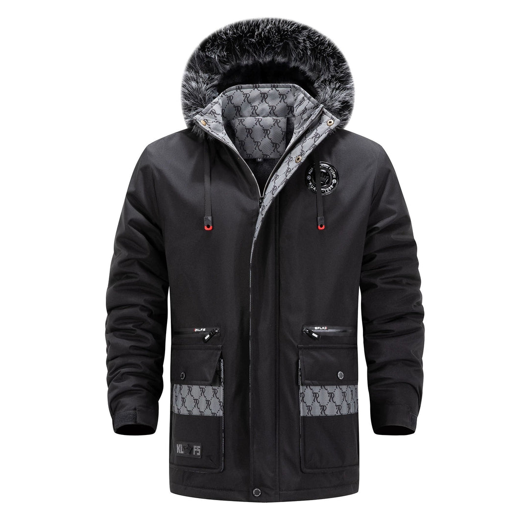 Herr Lång Värmande parka med huva, Logotyp Foder och flerafunktionell Fickor