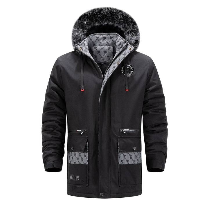 Herr Lång Värmande parka med huva, Logotyp Foder och flerafunktionell Fickor