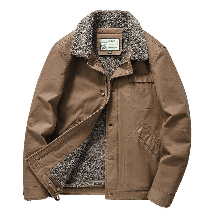 Herr Insulated Canvas Work Jacka med Sherpa Foder och Skjorta Krage