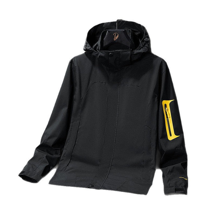 Herr Teknisk Softshell Frilufts Jacka med Huva Vatten Avvisande Membran och Arm Ficka