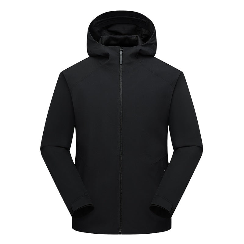 Herr Vattenavvisande Softshell Frilufts Jacka med Huva, Welded Sömmar &amp; Minimalistisk Dragkedja