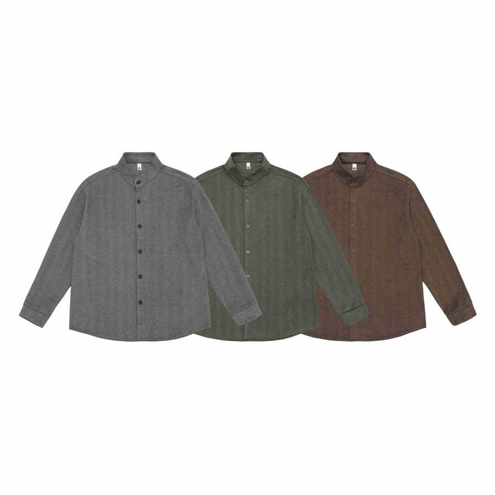 Herr skjortjacka med ståkrage och herringbone texture
