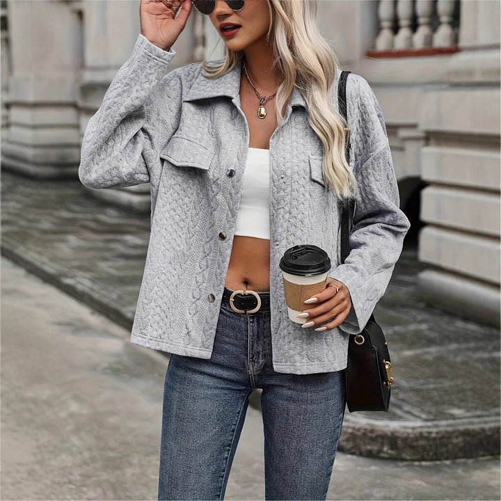 Dam Structured quiltad Shirt jacka med Flap fickor