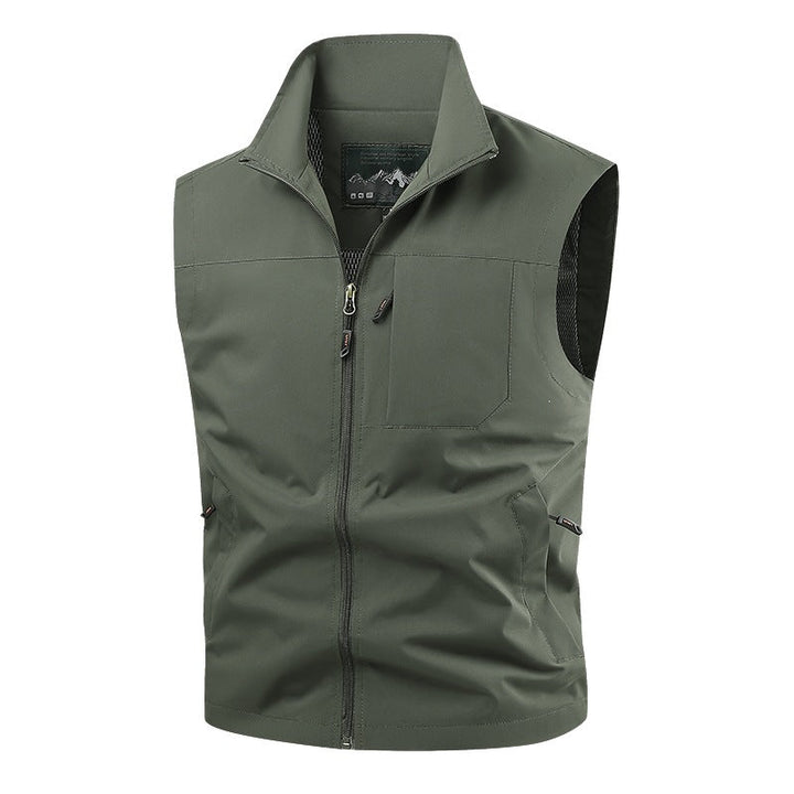 Herr Softshell Taktisk Väst med Andningsbar Mesh Foder och Dragkedja Fickor