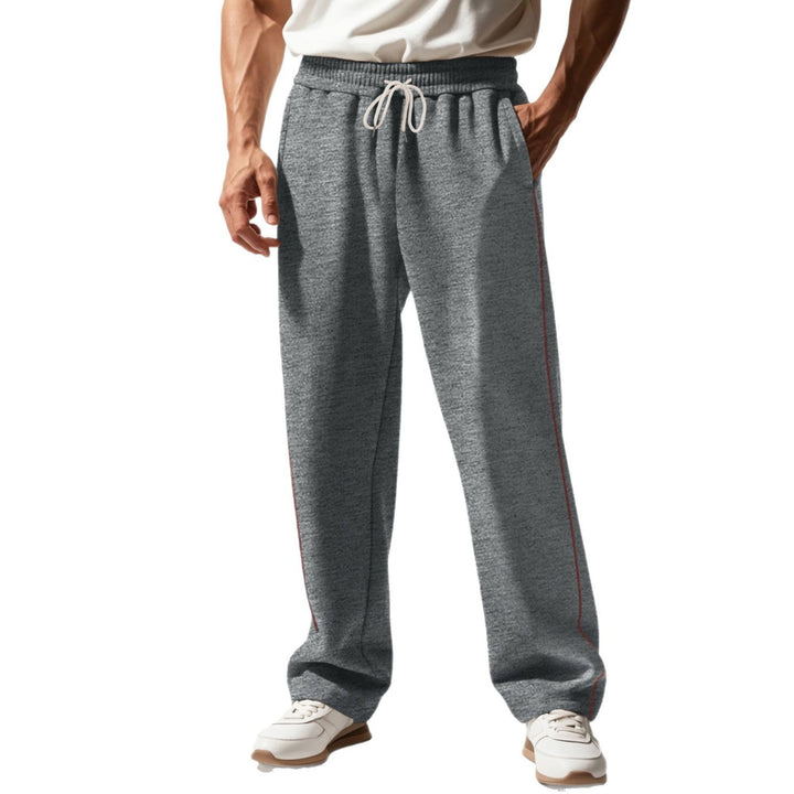 Herr Casually Fitting Mjukisbyxor med Side Decorative Seam, Elastic Comfort Waistband, och Deep Sidofickor