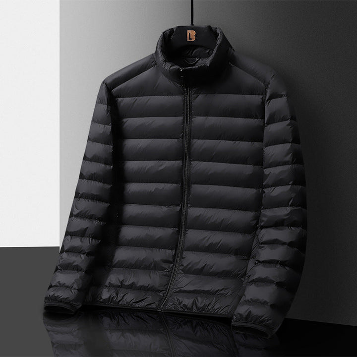 Herr Ultraleight Quiltad Dun Look Quiltad Jacka med Stående Krage och Pack Function