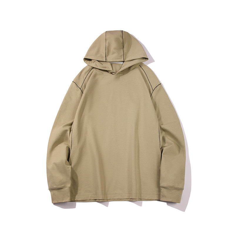 Herr Oversized Luvtröja Gjord av Kraftig Bomull Jersey med Raglanärmar och Visible Contrast Sömmar