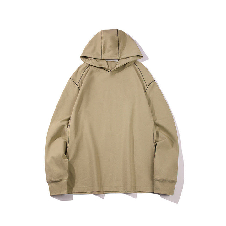 Herr Oversized Luvtröja Gjord av Kraftig Bomull Jersey med Raglanärmar och Visible Contrast Sömmar