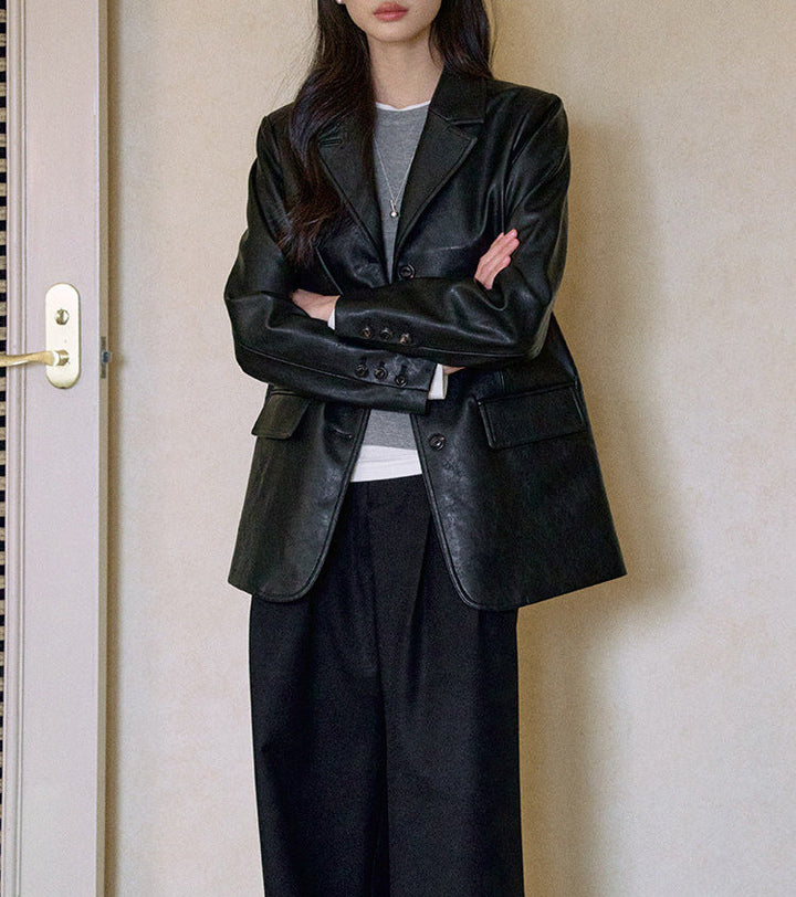 Dam modern läder blazer
