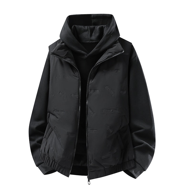 Herr Vadderad Väst i Urban Layering Look med Dragkedja, Elastisk Fåll &amp; Utanpåfickor