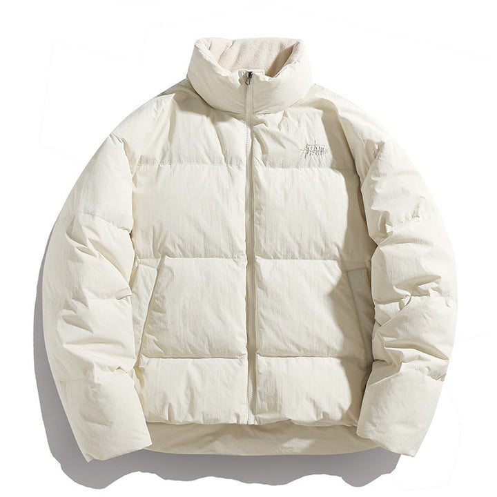 Unisex Kort Vadderad Quiltad Jacka med Hög Stå Krage