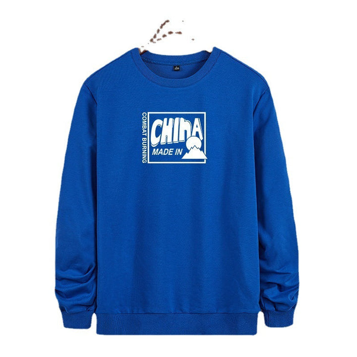 Herr College-Tröja med Crew Neck och Eye-Catching Statement Fram Tryck