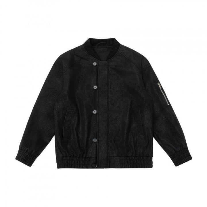 Herr boxig bomberjacka med Textured Canvas Look, ribbad fåll och ärm Ficka