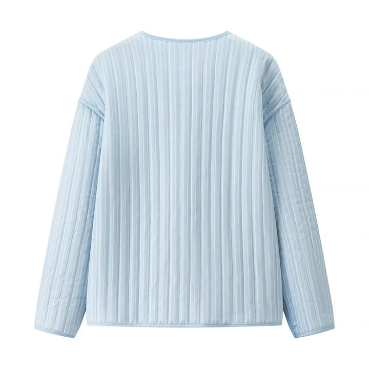 Dam Quiltad Övergångsjacka med Round Neckline, Open Fram och Utanpåfickor
