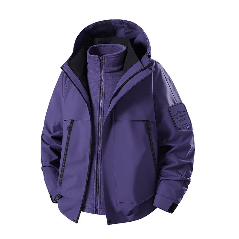 Herr Multifunctional Vattentät Softshell Regnjacka med Uttagbar Fleece Inre Jacka