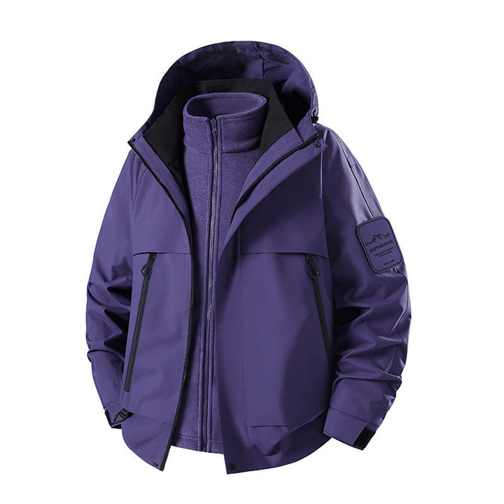 Herr Multifunctional Vattentät Softshell Regnjacka med Uttagbar Fleece Inre Jacka