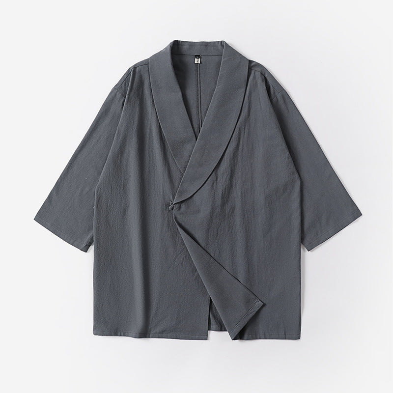 Unisex oversize Kimono jacka med Shawl krage och Wrap stängning
