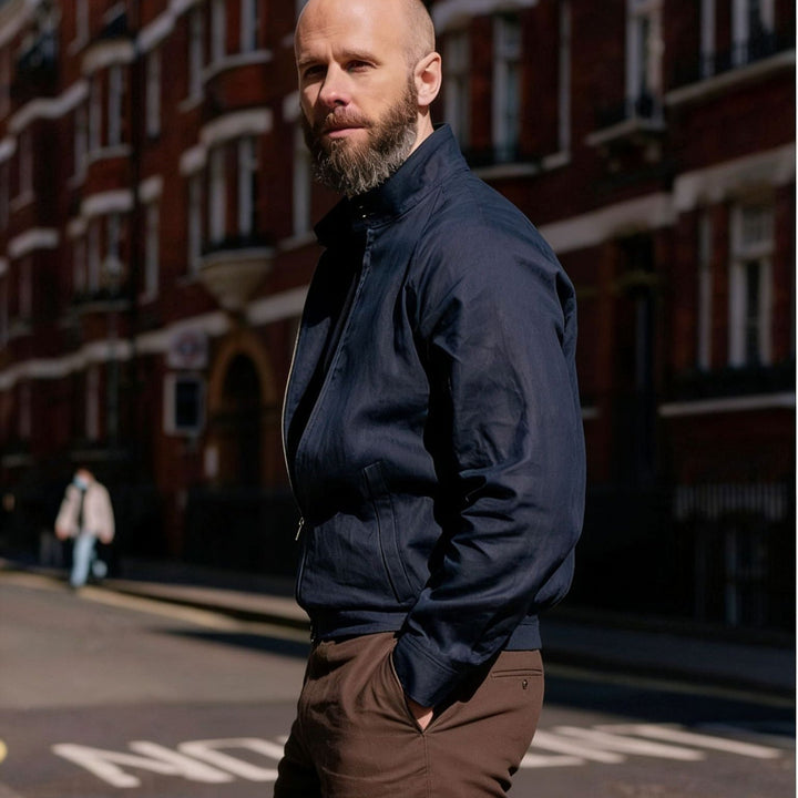 Herr Lätt Harrington Jacka med Stående Krage och Dragkedja