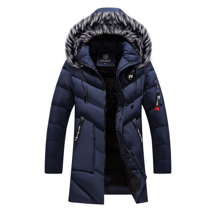 Herr Quiltad Thermo Parkas med Imitation Päls Huva och Fleecefoder