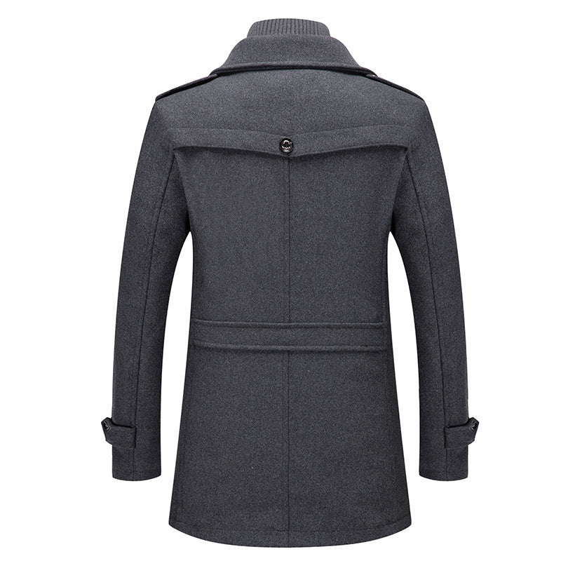 Herr Ull Blandning Overcoat med Uttagbar Quiltad Inre Jacka