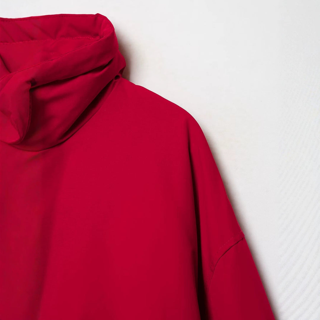 Dam Kort Blouson med Hög Stå Krage, Drawstring och Elastic Nederkant