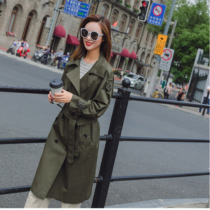 Dam Mid-length trenchcoat med figure-flattering knytband och justerbar muddar