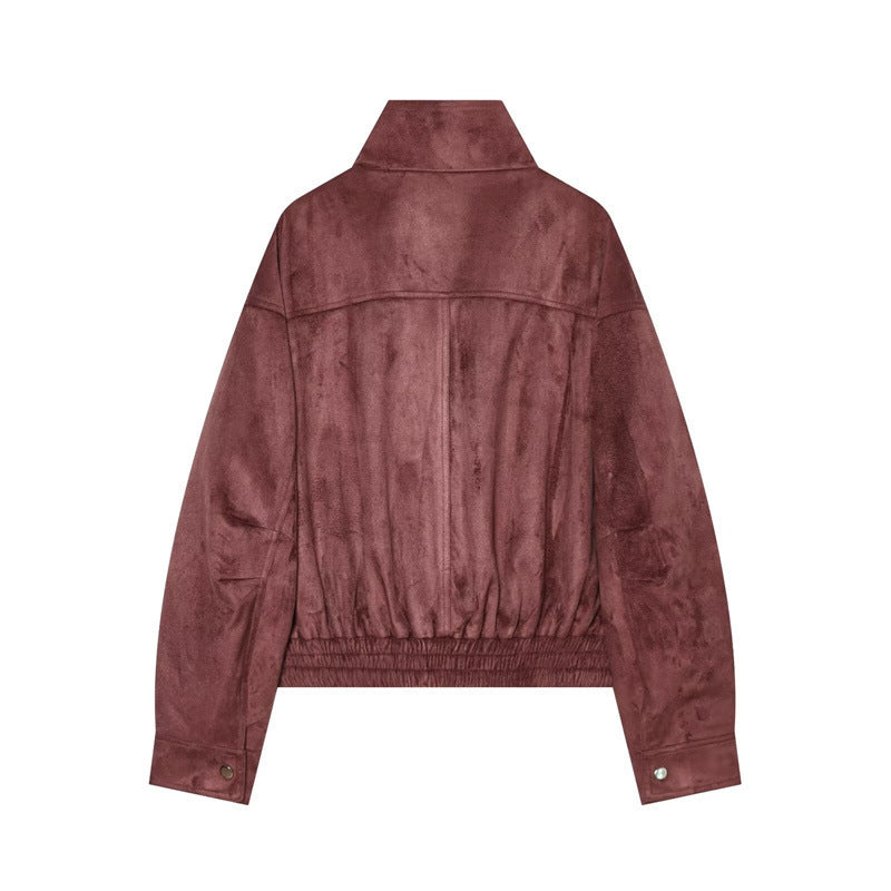 Dam Lätt Vadderad Windbreaker med Stå Krage och Prickig Prick Tryck