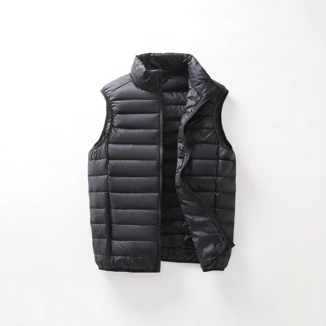 Unisex Lätt Quiltad Väst med Stå Krage och Dragkedja
