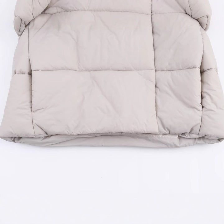 Dam Kort Skärning Oversized Quiltad Jacka med Hög Wrap Krage och Vadderad Foder