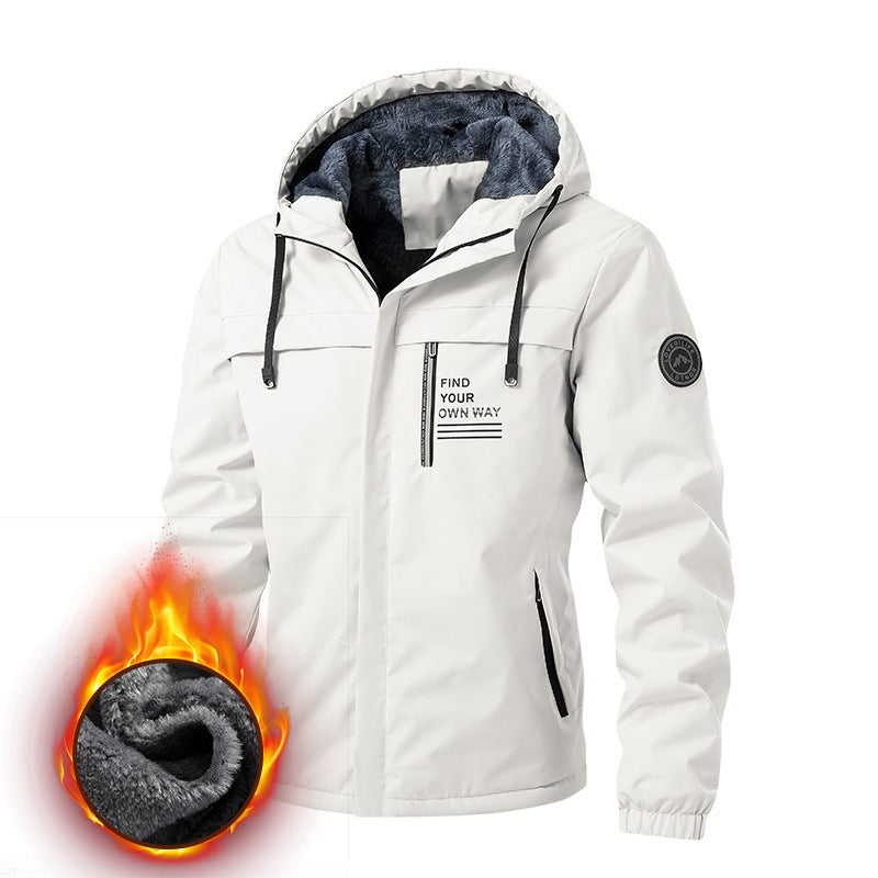 Herr Weatherproof Jacka med Huva med Värmande Teddy Fleece Foder och Concealed Fram Dragkedja
