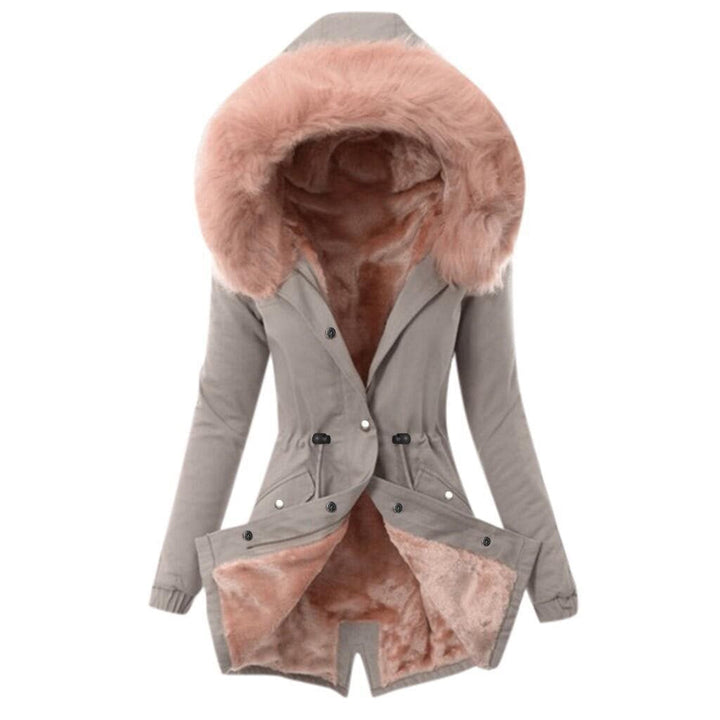 Dam skräddad vinter Parka med Cozy teddyfoder och stor huva