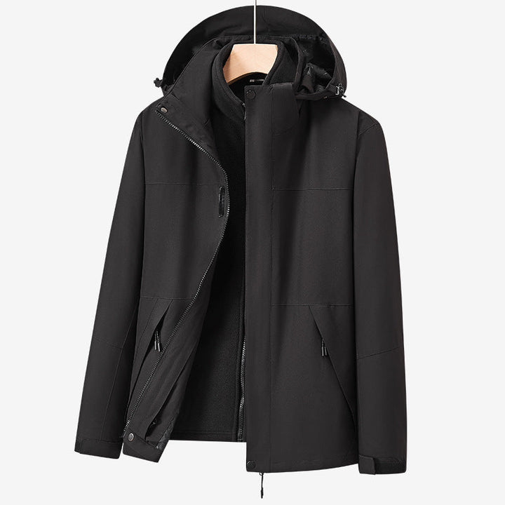 Unisex två-layer vattenavvisande utomhusjacka med huva och färg block design
