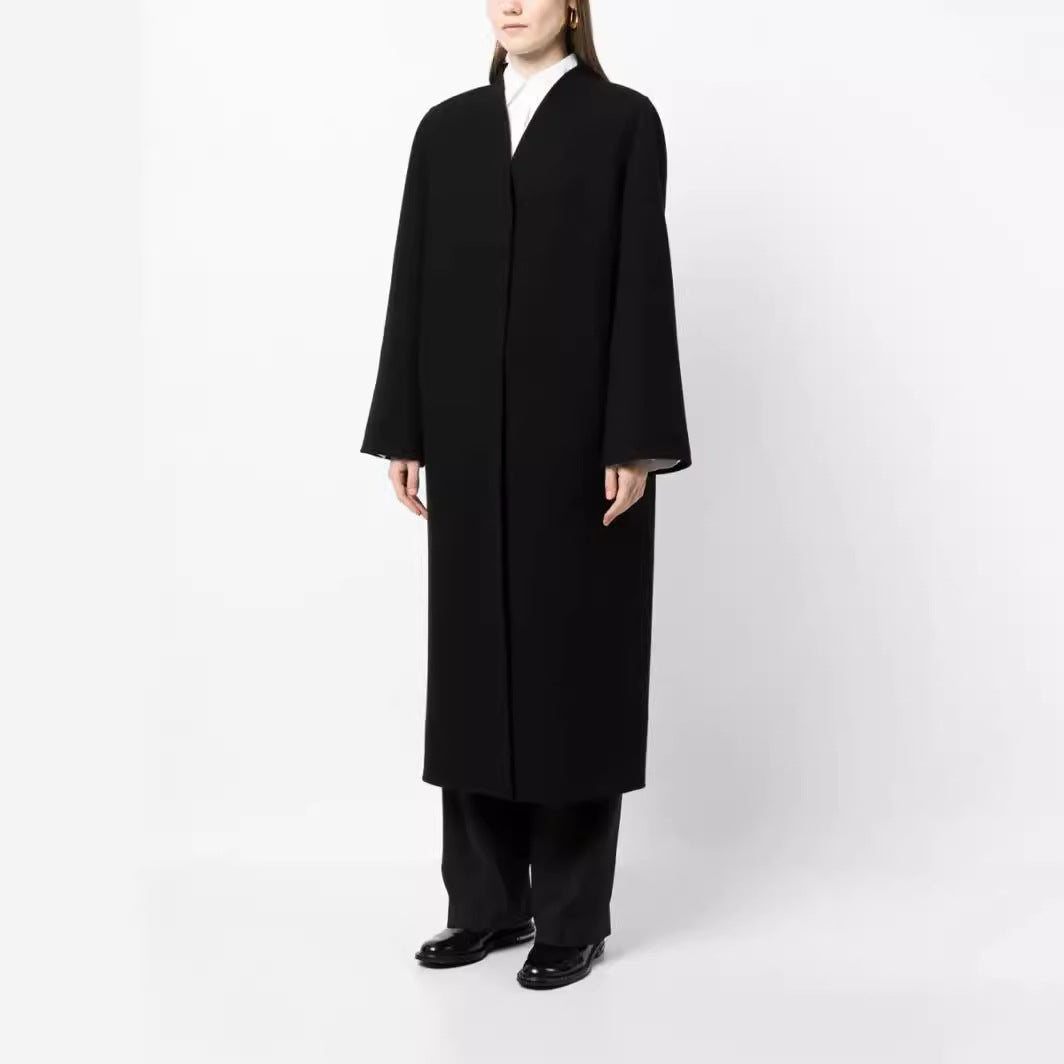 Dam Maxi-Length minimalistisk kappa med dold fram och Boxy Shoulder
