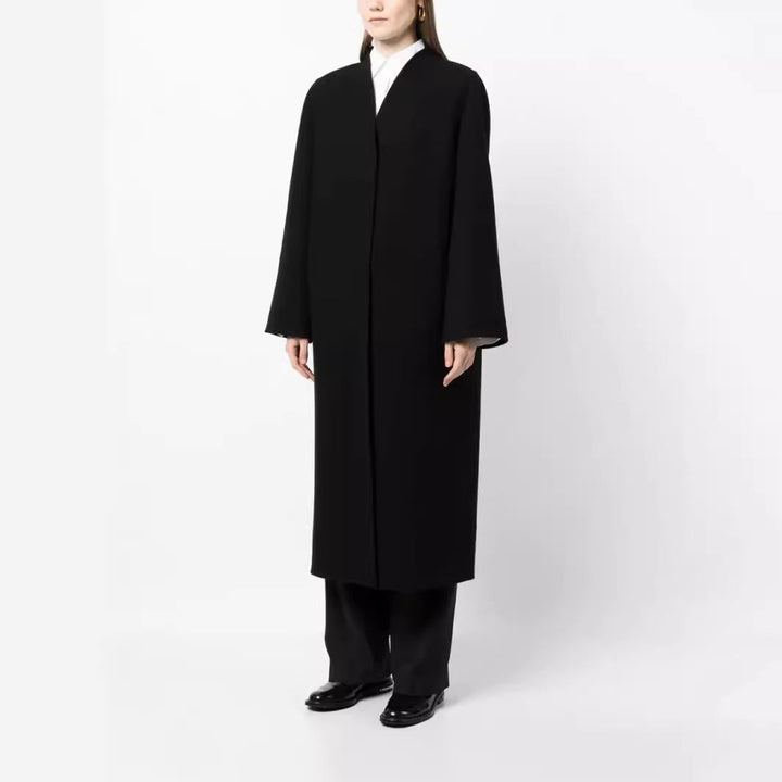 Dam Maxi-Length minimalistisk kappa med dold fram och Boxy Shoulder