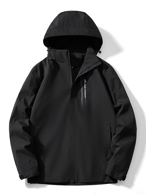 Dam två-layer softshell rain jacka med huva, andningsbar membrane och chest zip