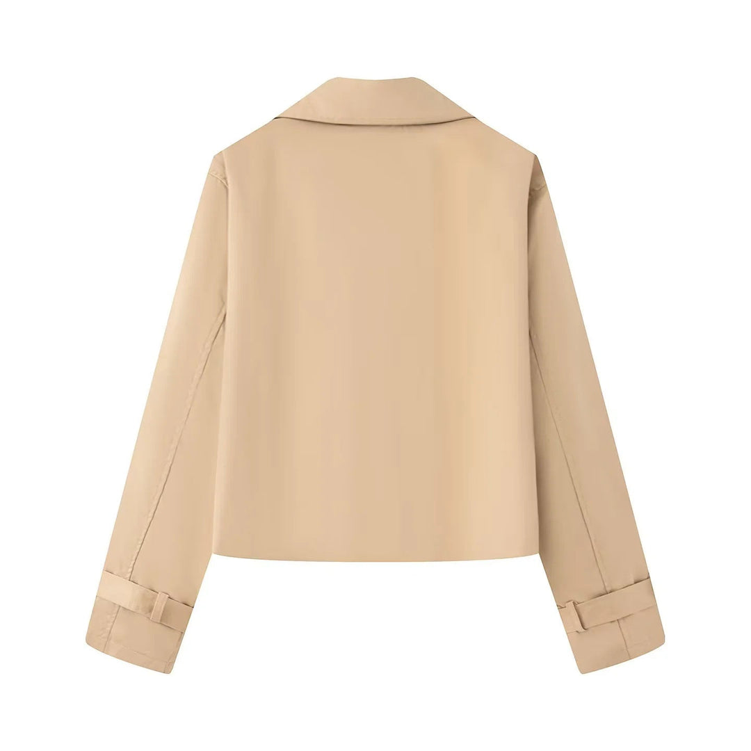 Dam kort cropped trenchcoat med double-breasted knäppning och adjustable ärm straps