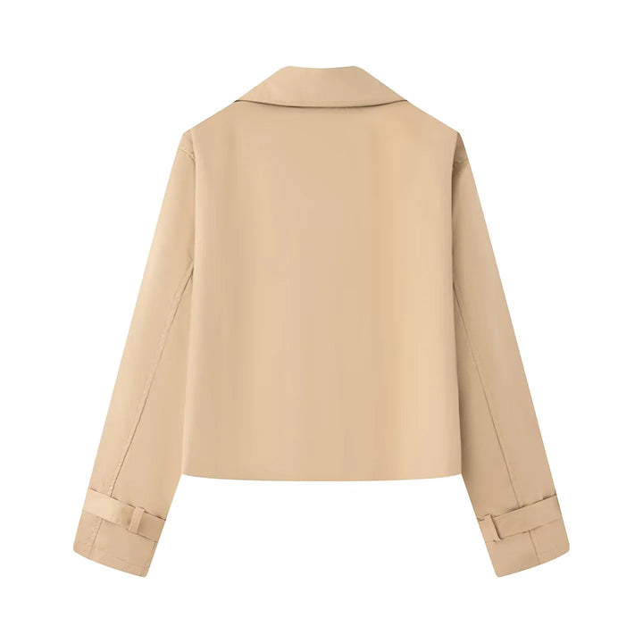 Dam kort cropped trenchcoat med double-breasted knäppning och adjustable ärm straps