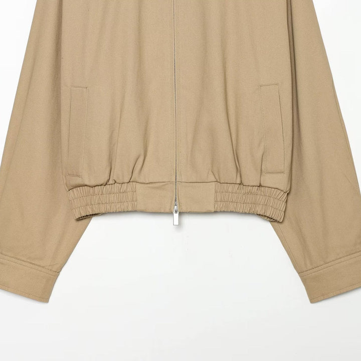 Dam Kort Jacka med Dragkedja, Elastic Nederkant, och Checked Foder