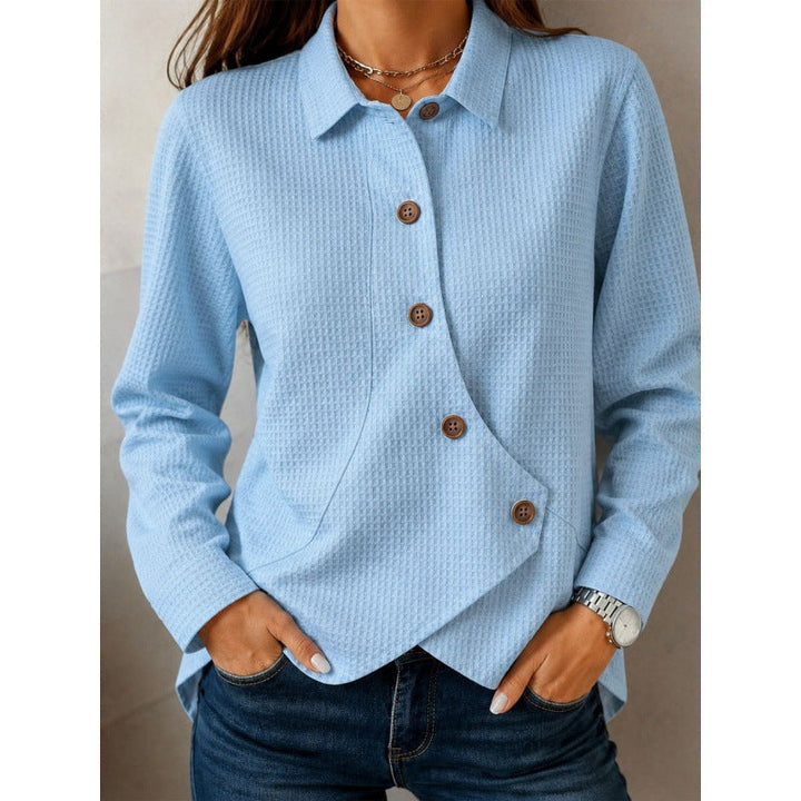 Dam structured waffle shirt jacka med asymmetrical knäppning och side pocket