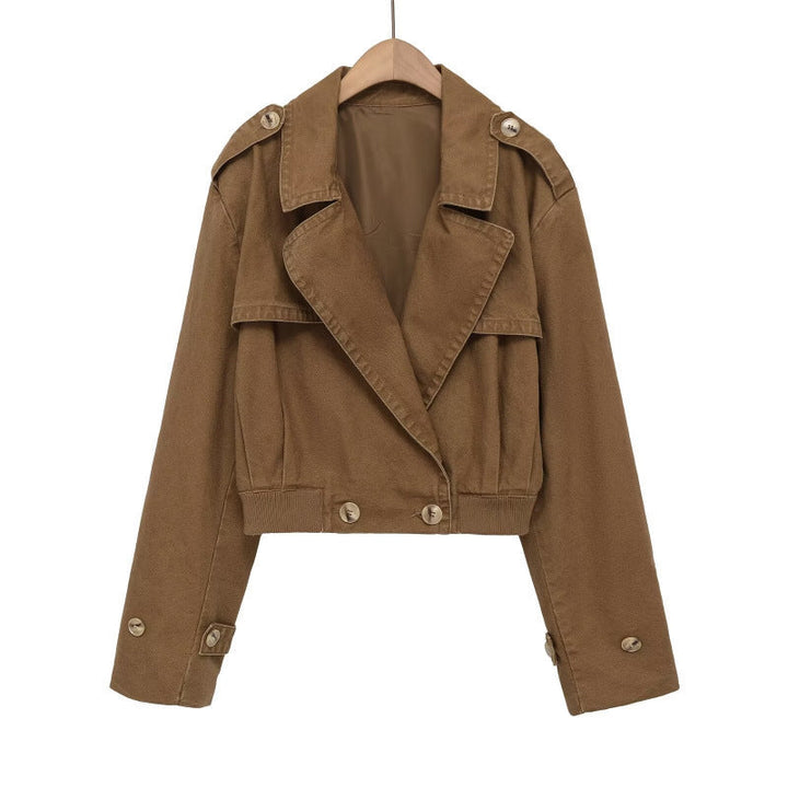 Dam kort skärning Utility jacka in Field stil med vid Lapels och skräddad Waistband